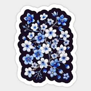 Blue Cherry Blossoms Sticker